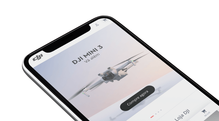 Telefone com a página da DJI brasil aberta