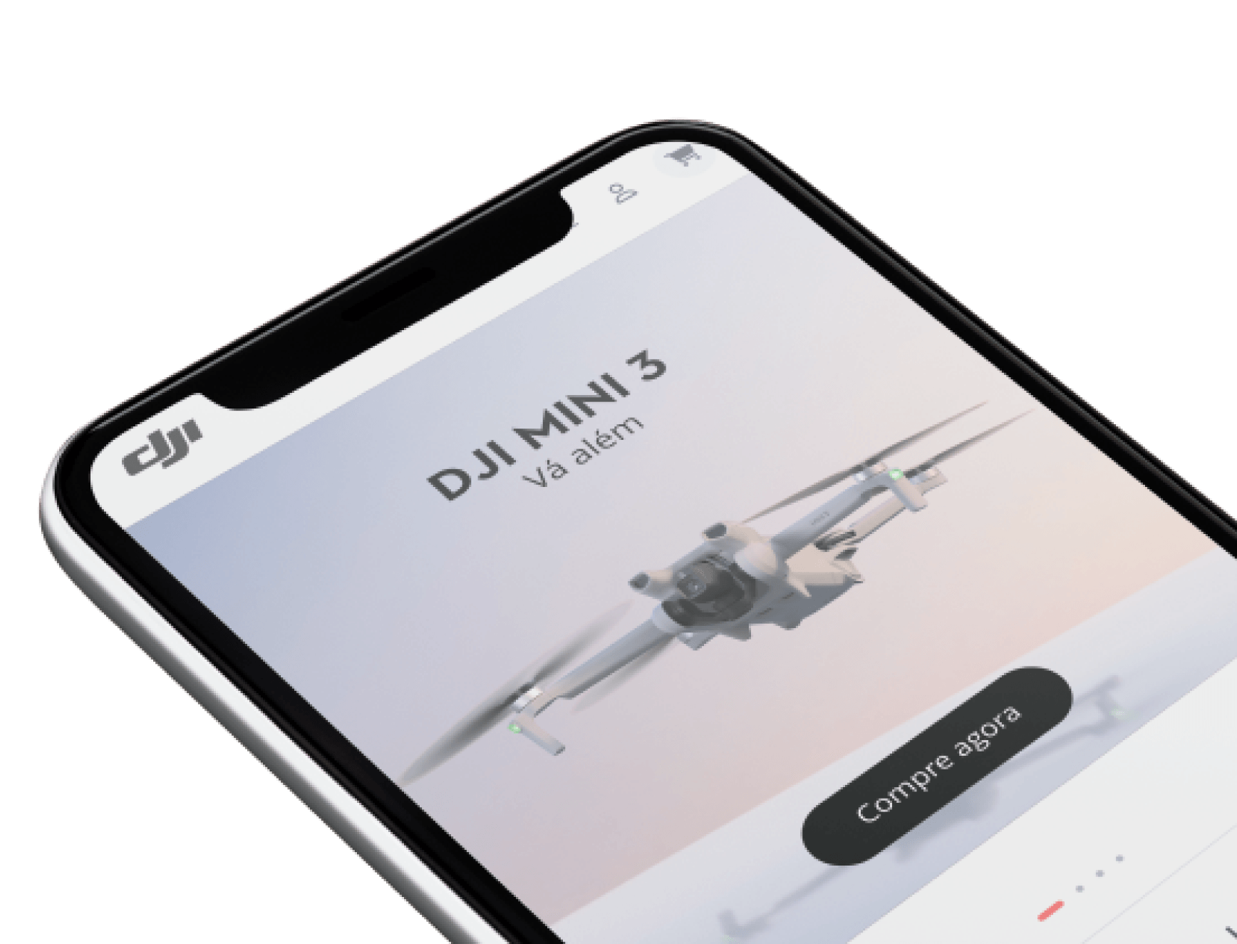 Imagem de um dispositivo com o site DJI Brasil aberto