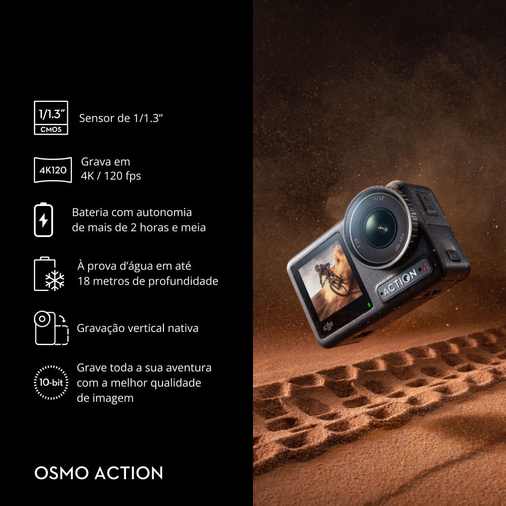 Câmera de Ação DJI Osmo Action 4 Standard Combo BR - DJI207 - DJI